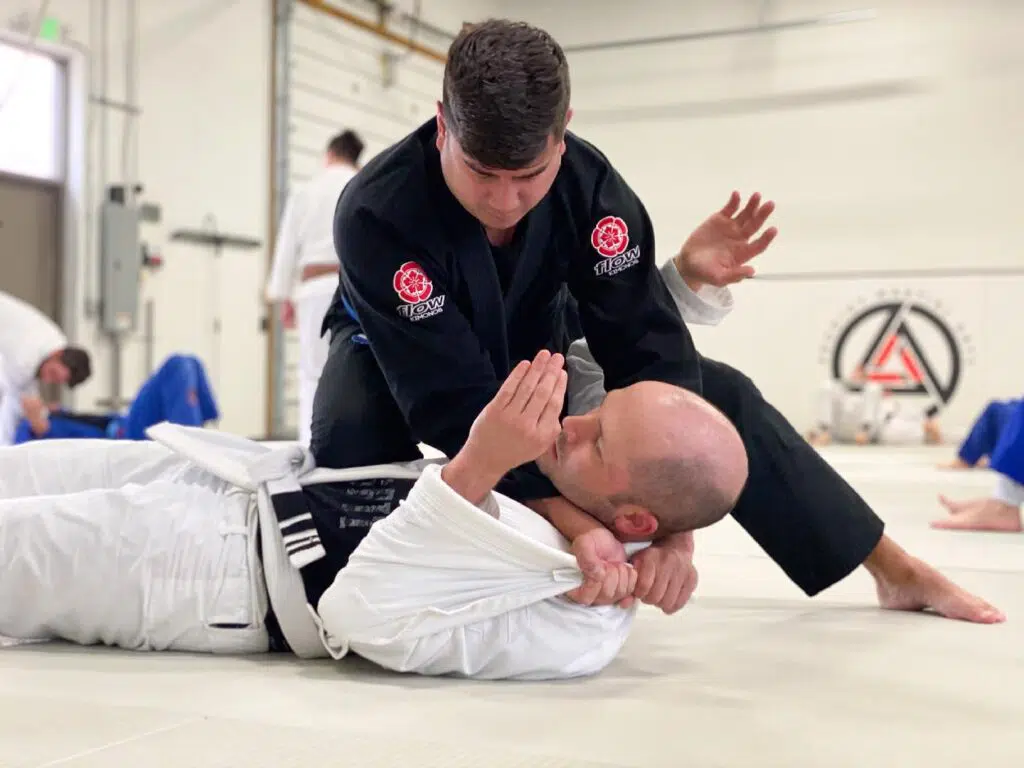 two police officers practicing jiu-jitsu in blaine mn