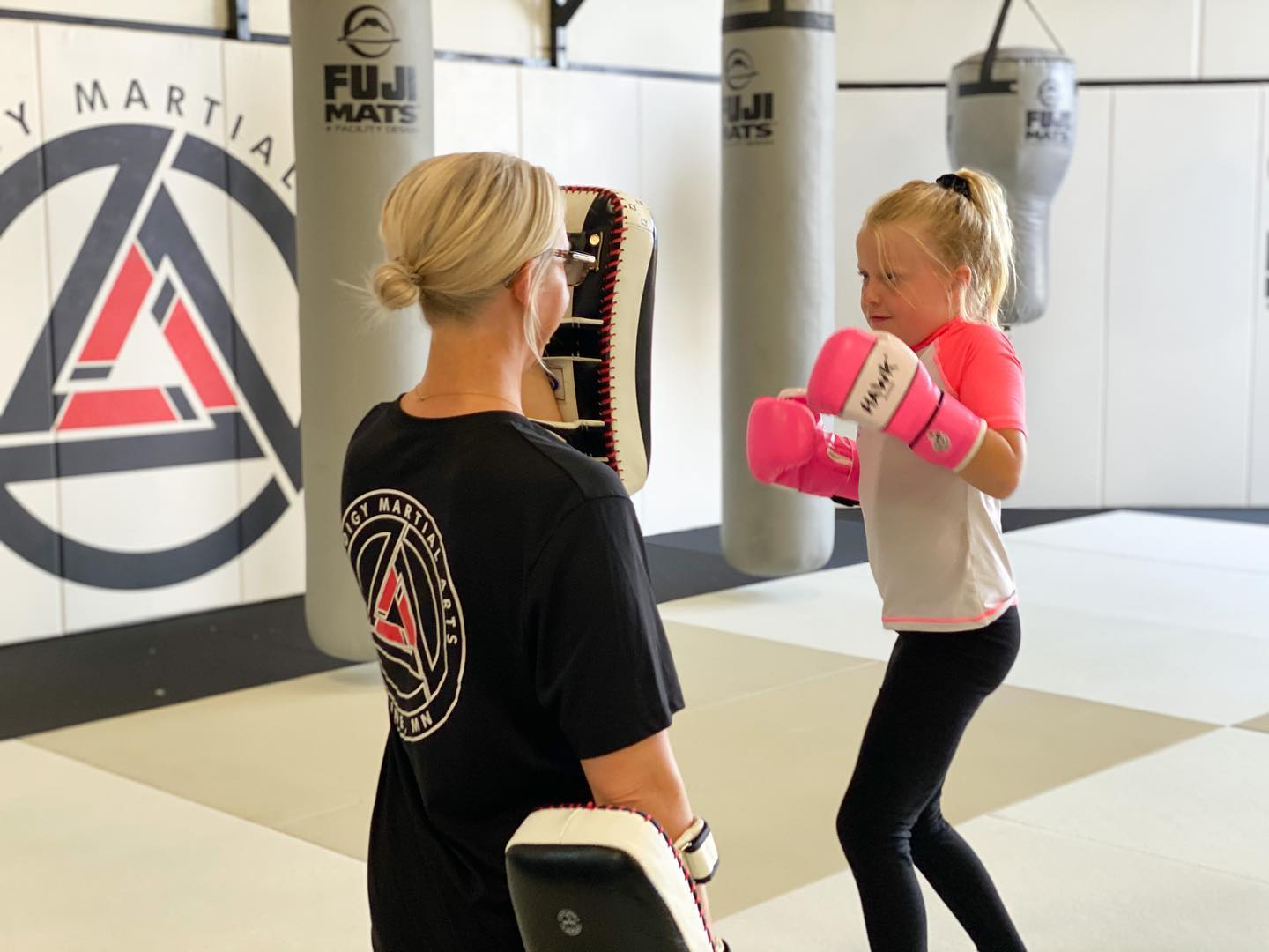 Young girl doing kids martial arts